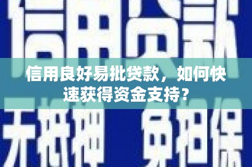 梁山信用良好易批贷款，如何快速获得资金支持？