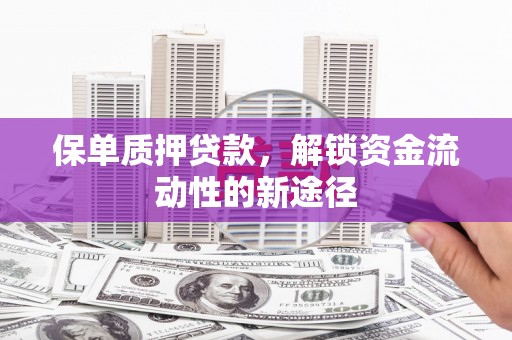 梁山保单质押贷款，解锁资金流动性的新途径