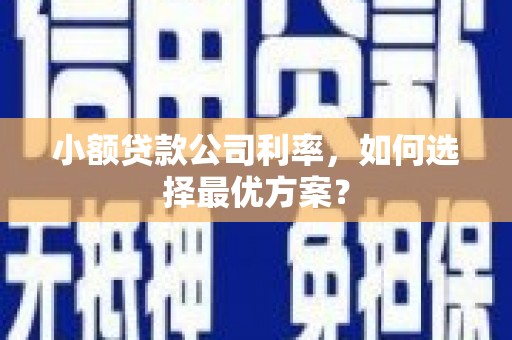 梁山小额贷款公司利率，如何选择最优方案？