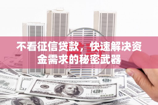 梁山不看征信贷款，快速解决资金需求的秘密武器