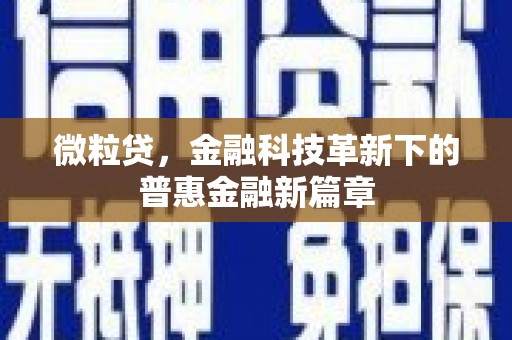 梁山微粒贷，金融科技革新下的普惠金融新篇章